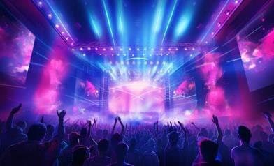 เวทีคอนเสิร์ตไฟสีม่วงและผู้ชม